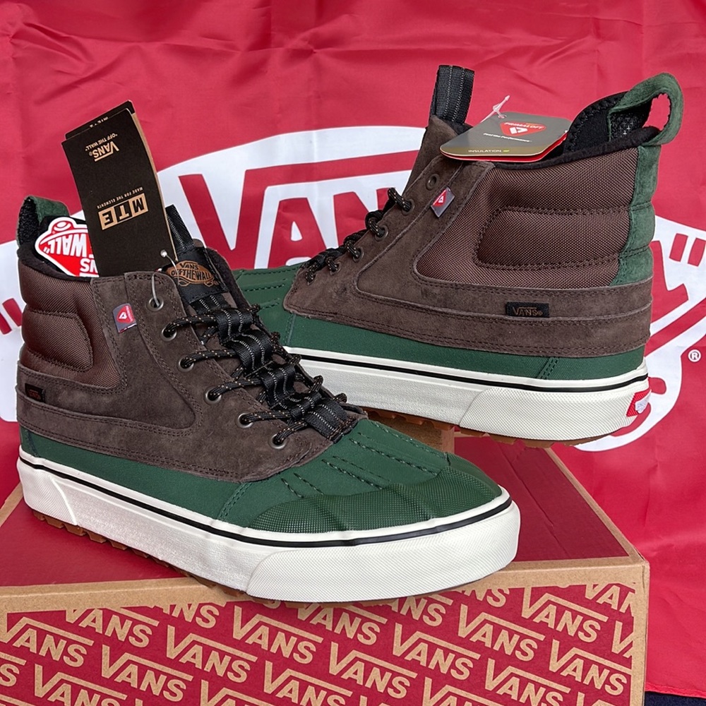 Vans Brown and Green Lace-Up Duck Boots